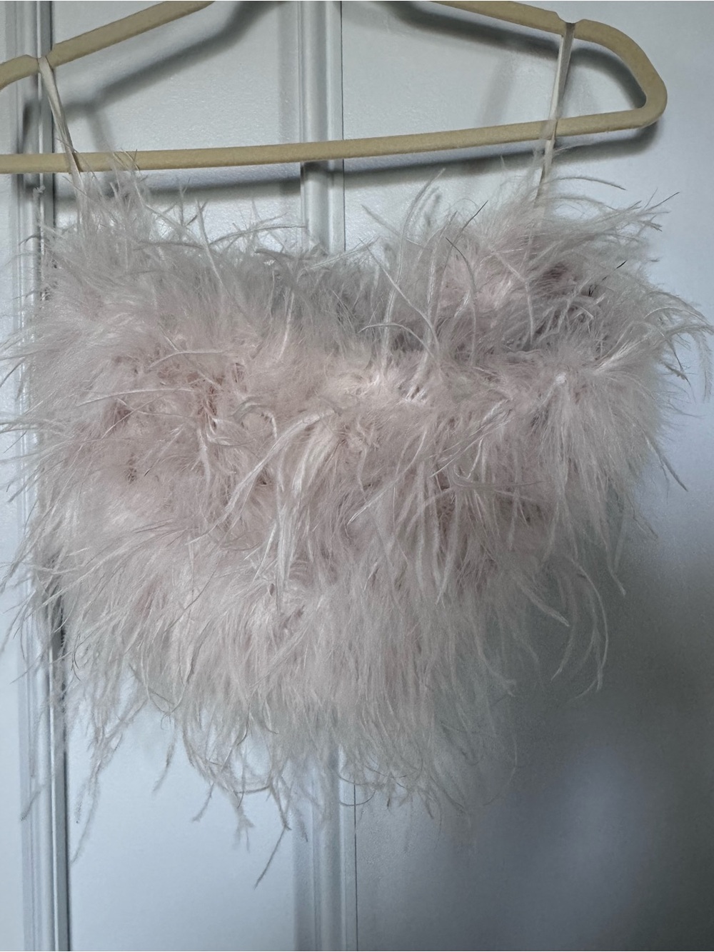 Lamarque Blush Feather-Trim Crop Top - Picture 2 of 4